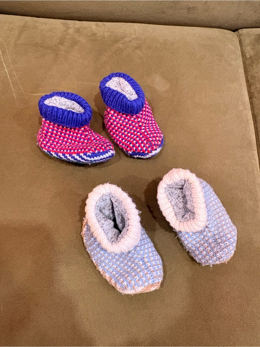 3-6m Baby Gripper Slippers Duo - Pink/Blue and Lavender/Pale Pink